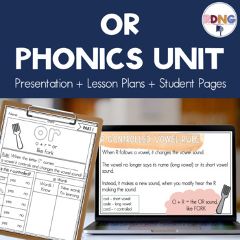 Preview of OR r controlled vowel Phonics Unit Lesson Plans