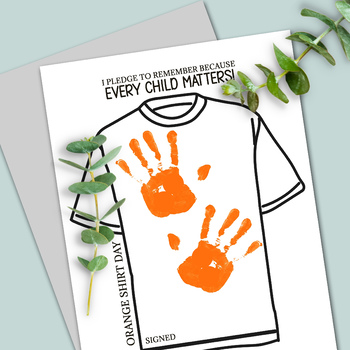 Preview of ORANGE SHIRT DAY HANDPRINT ART, EVERY CHILD MATTERS CRAFT T-SHIRT DESIGN