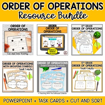 Preview of Order of Operations Task Cards and PowerPoint 5th and 6th Grade Math Resources