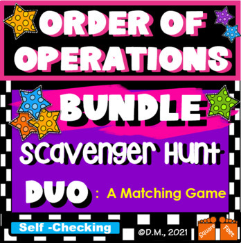 Preview of ORDER OF OPERATIONS BUNDLE!  Scavenger Hunt Activity, Duo GAME! Grouping Symbols