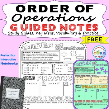 Preview of ORDER OF OPERATIONS Doodle Math Interactive Notebooks (Guided Notes)