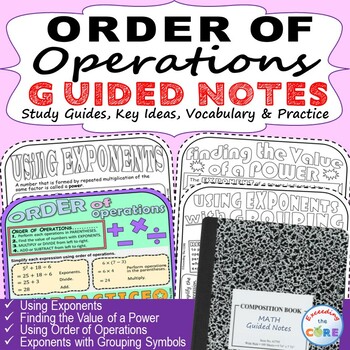 Preview of ORDER OF OPERATIONS / EXPONENTS Doodle Math Interactive Notebooks (Guided Notes)
