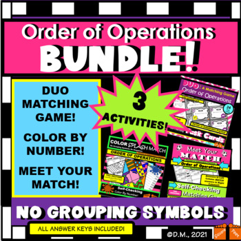 Preview of ORDER OF OPERATIONS, NO grouping symbols, ACTIVITIES/GAME BUNDLE, MUST SEE!