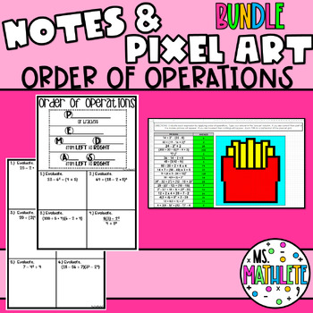 Preview of ORDER OF OPERATIONS Notes and Pixel Art BUNDLE