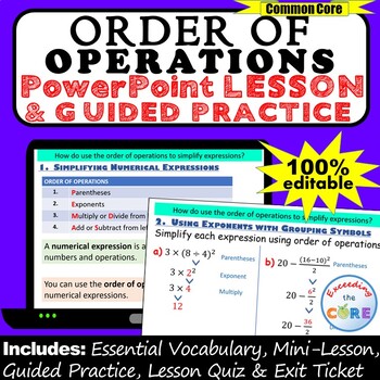 Preview of ORDER OF OPERATIONS PowerPoint Lesson AND Guided Practice | Distance Learning