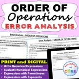 ORDER OF OPERATIONS Word Problems | Find the Error | Print