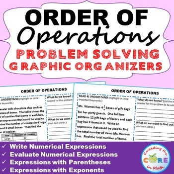 Preview of ORDER OF OPERATIONS Word Problems with Graphic Organizers