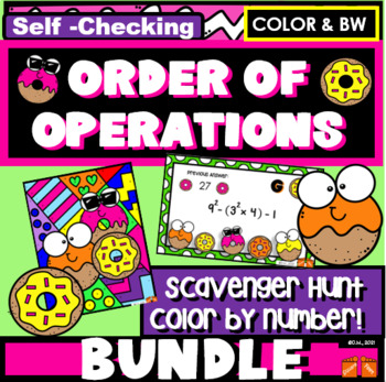 Preview of ORDER of OPERATIONS!  BUNDLE!  Scavenger Hunt and Color by Number Activities!