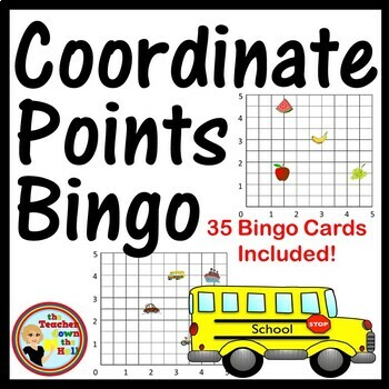 Preview of ORDERED PAIRS Coordinate Point Bingo Math Game w/ Decimals & Fractions