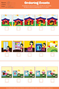 Preview of ORDERING EVENTS, 5 pictures sequencing, sequence, speech therapy, ABA, FREEBIE