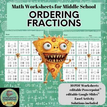 Preview of ORDERING FRACTIONS - Middle School Math Worksheets