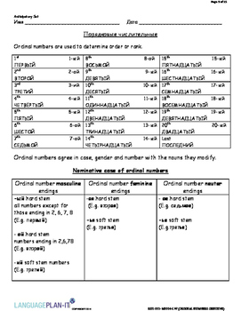 ordinal numbers genitive russian by languageplan it tpt