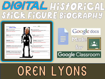 Preview of OREN LYONS Digital Historical Stick Figure Biographies  (MINI BIO)
