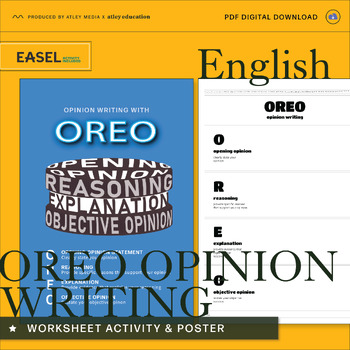 Preview of OREO Opinion Writing Worksheet & Poster - English Writing Tool - EASEL Activity