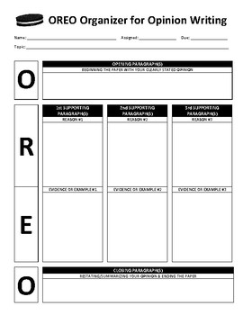 Preview of OREO Organizer for Opinion Writing