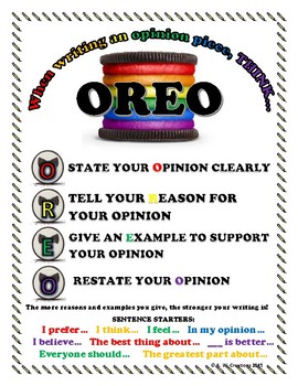 OREO Persuasive Writing Poster by A W Creations | TpT
