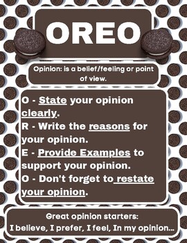 OREO Writing Strategy Poster by Joey Sala | TPT