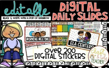 Preview of ORGANIZE - EDITABLE DAILY DIGITAL SLIDES - PERFECT FOR CENTER ROTATIONS