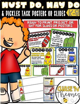 Preview of ORGANIZE Ketchup, Pickles, Must Do, May Do Posters (Ready to Print or EDITABLE)