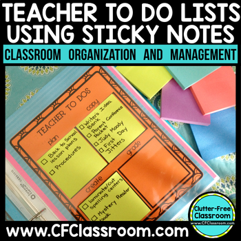 Preview of TEACHER TO DO LIST weekly planner CLASSROOM ORGANIZATION sticky note template