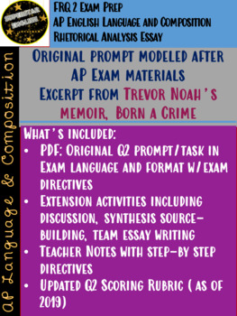 Preview of ORIGINAL AP Language & Composition Q2 Rhetorical Analysis Noah Born a Crime