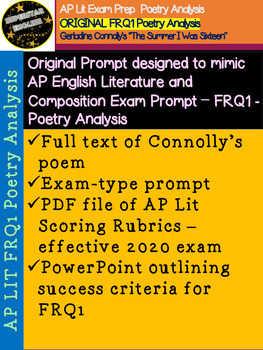 Preview of DIGITAL & ORIGINAL: FRQ1 Connolly Poetry Analysis AP Literature NEW RUBRIC
