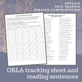 ORLA tracking sheet and reading sentences