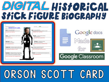 Preview of ORSON SCOTT CARD - Digital Stick Figure Mini Biographies (GOOGLE DOCS)