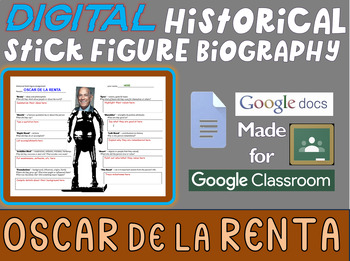 Preview of OSCAR DE LA RENTA Digital Historical Stick Figure Biographies  (MINI BIO)