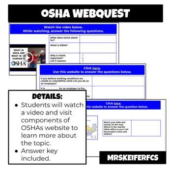 Preview of OSHA Webquest | Culinary | Careers | FCS
