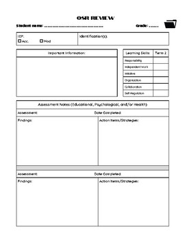 Preview of OSR Student Review - Teacher Tracking