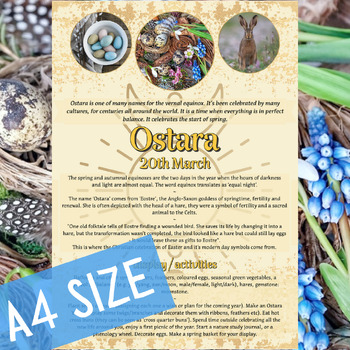 Preview of OSTARA spring equinox festival A4 size poster from the Wheel Of The Year