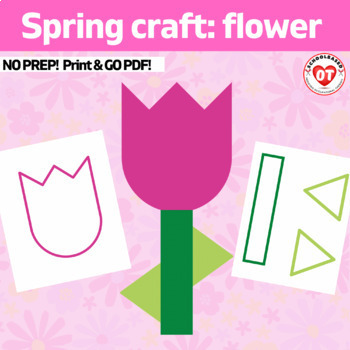 Preview of OT #1 spring flower craft : tulip flower- color, cut, glue craft