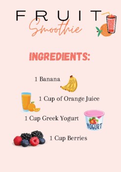Preview of OT Accessible Fruit Smoothie Recipe:Visuals, 1 Step Directions, Interactive Type