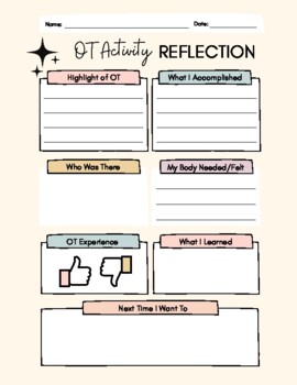 Preview of OT Activity Reflection Worksheet