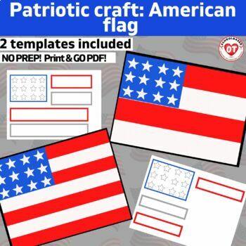 Preview of OT American Flag Craft template: Color, Cut, Glue Craft: no prep memorial DAY 