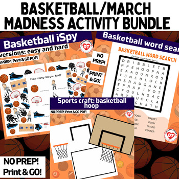 Preview of OT BASKETBALL MARCH MADNESS ACTIVITY BUNDLE (craft, ispy,word search worksheets)