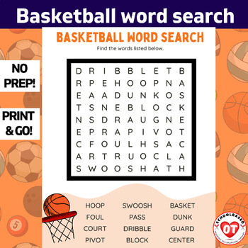 Preview of OT BASKETBALL MARCH MADNESS Themed word search
