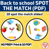 OT: Back to School themed virtual spot the match visual pe