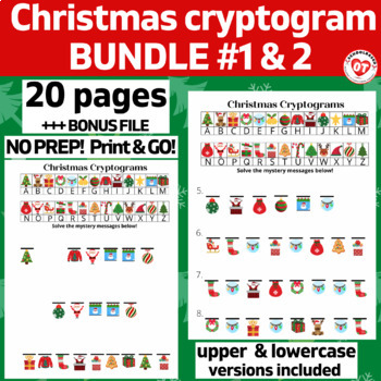 Preview of OT CHRISTMAS Cryptogram Bundle: 20 no prep worksheets: Decode words/phrases