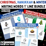 OT CHRISTMAS, HANUKKAH & WINTER Handwriting worksheets bun