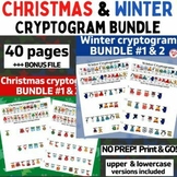 OT CHRISTMAS & WINTER CRYPTOGRAM WORKSHEET BUNDLE: UPPER +