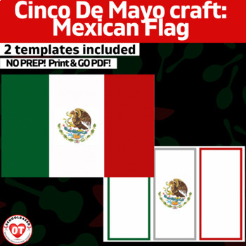 Preview of OT CINCO DE MAYO CRAFT: MEXICO FLAG Color, Cut, Glue craft