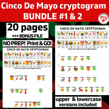 Preview of OT CINCO DE MAYO CRYPTOGRAM WORKSHEET BUNDLE: 20 no prep pages + bonus file