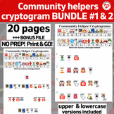 OT COMMUNITY HELPERS Cryptogram worksheet bundle: NO PREP 