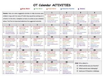 Preview of OT Calendar Activities - EDITABLE
