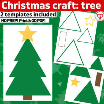 OT Christmas Tree craft: Color, Cut, Glue craft template no prep