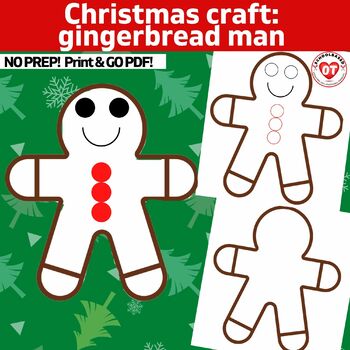 Preview of OT Christmas craft: Gingerbread man color, cut, glue craft template: no prep 