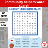 OT Community Helpers Themed word search worksheet: no prep