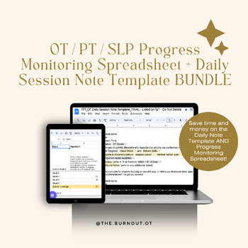 Preview of OT Daily Note Template AND OT/PT/SLP Progress Monitoring Data Sheet BUNDLE